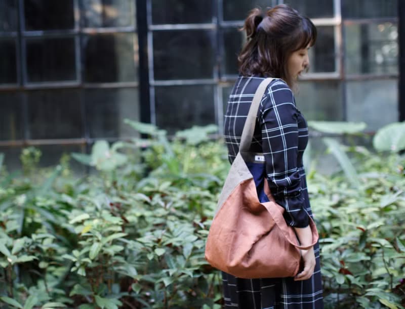 不如去作草木染森女文藝復古手提撞色亞麻環保袋布袋包包聖誕禮物