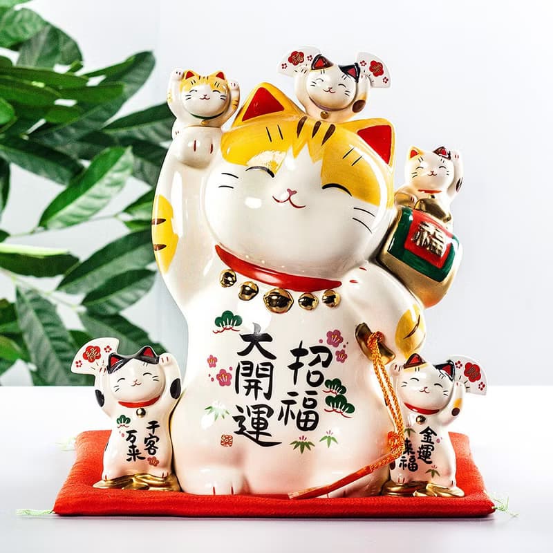 日本藥師窯祈福大開運儲蓄罐招財貓擺件店鋪開業喬遷結婚生日禮物