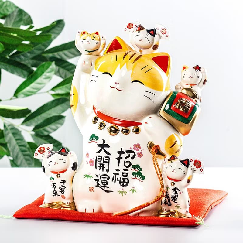日本藥師窯祈福大開運儲蓄罐招財貓擺件店鋪開業喬遷結婚生日禮物