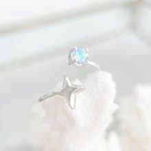 / 星塵 / 頂級AAA+藍光月光石 北極星925純銀戒指 開