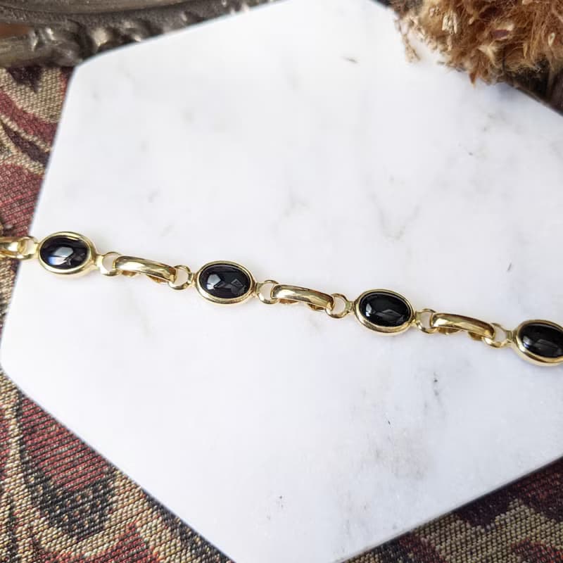 【老飾品/西洋老件】黑色壓克力復古手鍊