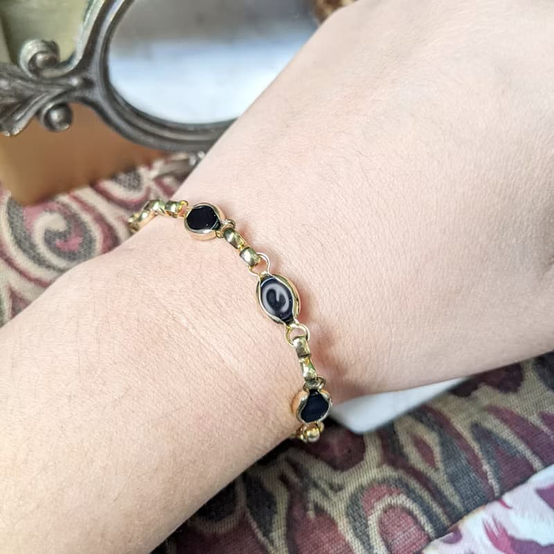 【老飾品/西洋老件】黑色壓克力復古手鍊