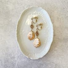 Orange pink pearl ピアス/イヤリング