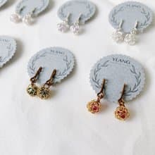 YLANG【玫瑰花球~經典古銅】金屬線球水晶耳環Swarovski