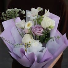 優雅簡約 海洋之歌 紫白色系 鮮花花束/限台中地區