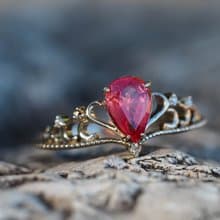 Tiara gold ring with pink tourmaline and diamonds