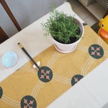 招財花紋桌旗金黃順心日常餐桌