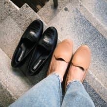 WALKING ZONE SUPER WOMAN小圓頭素面低跟 樂福鞋 女鞋-卡其