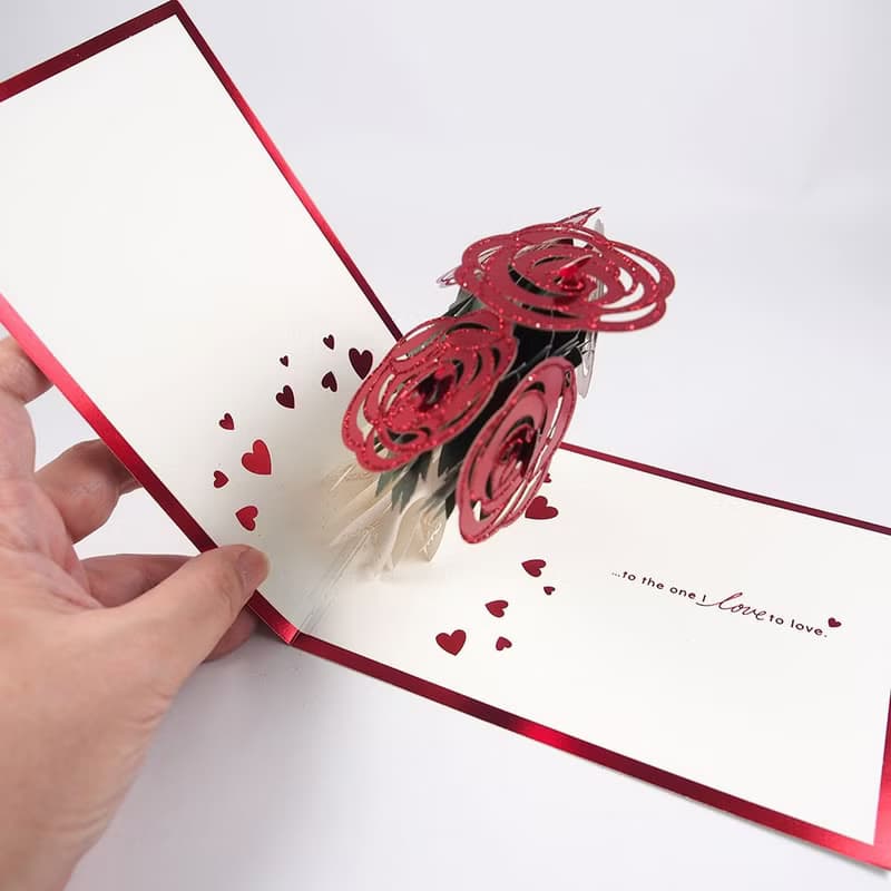 愛你紅玫瑰花束【Hallmark-Signature立體手工卡 情人節】