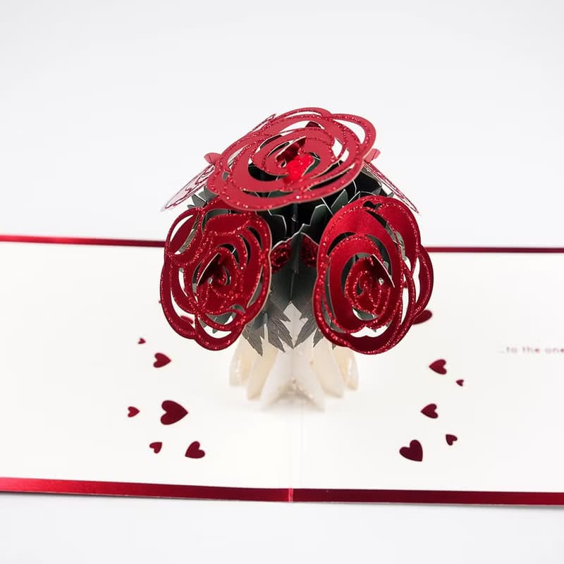 愛你紅玫瑰花束【Hallmark-Signature立體手工卡 情人節】