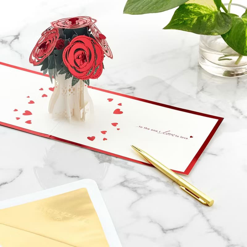 愛你紅玫瑰花束【Hallmark-Signature立體手工卡 情人節】