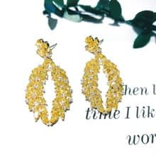 I JEWELRY 奢華超貴氣閃耀黃寶石鑽純銀耳環 附純銀保證卡 現貨