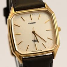CITIZEN Exceed 男性用腕時計 クォーツ 30mm Octagon Beige Tone dial Ref.2730-273 手錶 古董錶