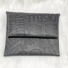 霧面質感灰色字母壓紋牛皮名片夾信用卡包零錢包