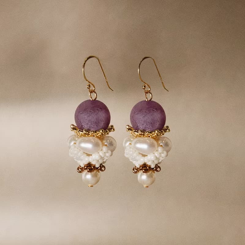 Corona Goblet with Purple Agate 日冕盅耳飾-紫瑪瑙