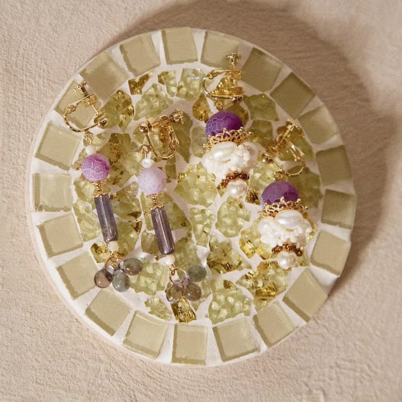 Corona Goblet with Purple Agate 日冕盅耳飾-紫瑪瑙