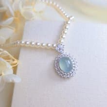 財水•高貴|夢幻高冰藍大蛋面|A貨翡翠純銀豪鑲吊墜項鍊