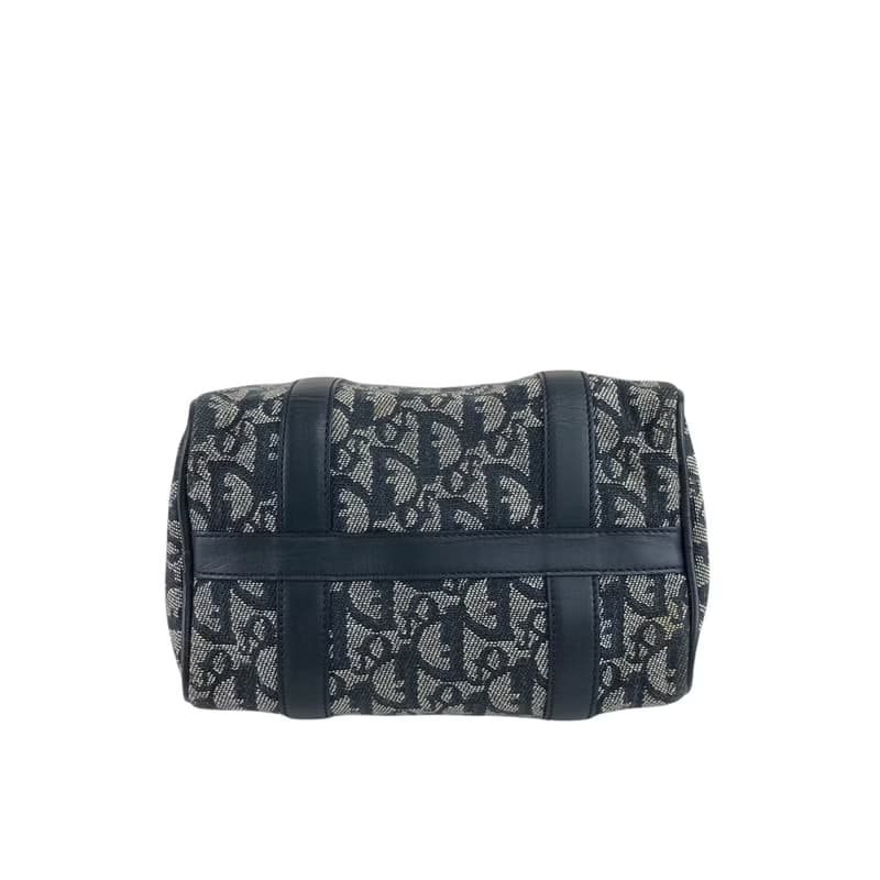 【 日本直送　名牌中古包 】Christian Dior トロッター ハンドバッグ ネイビー カデナ ジャガード マイクロ ミニバッグ オールド hua5x2