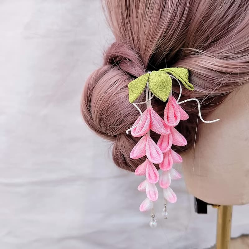 【紫藤小花簪】つまみ細工|日式布花|小U簪|京都縮緬布|