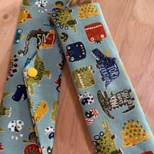 文青風環保纯棉筷袋 摩登侏羅紀 清爽藍 日本  恐龍 潮物 收纳 手