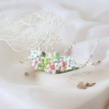 蕾絲花 繡球 風信子 頸鍊 鉤針細工編織 柔閃繡線 纖細優雅