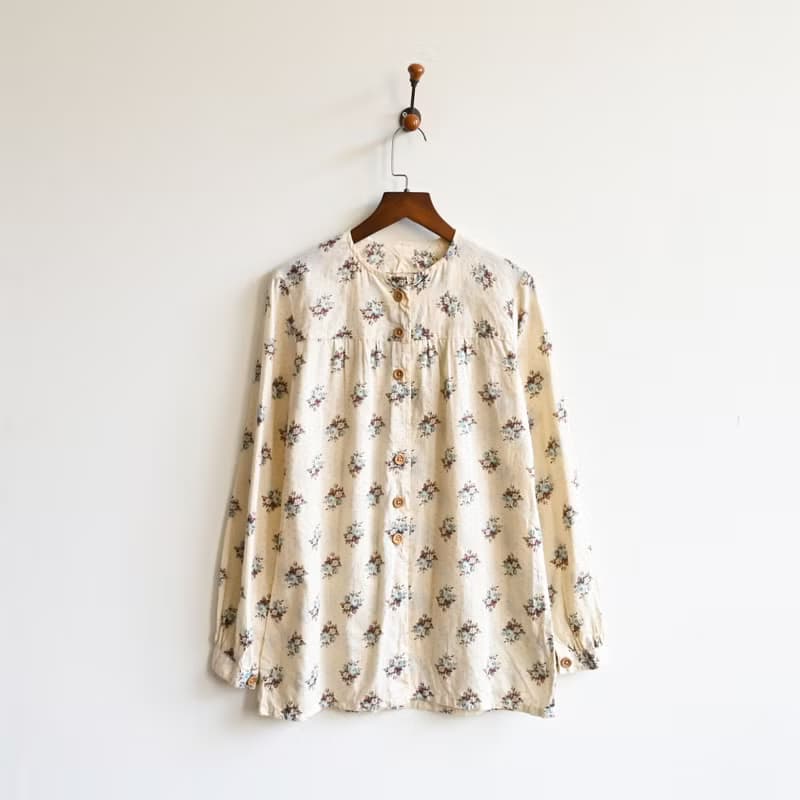 【蛋植物古著】鄉村花束棉質印花古著襯衫