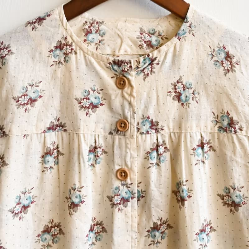 【蛋植物古著】鄉村花束棉質印花古著襯衫