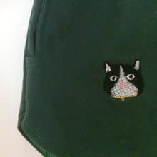 Happy Cat Embroidery - Shorts / Dark Green【雙 11 限定】