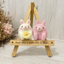 口袋小動物  小白兔 粉兔 兔子 羊毛氈別針 胸針 療癒 送禮