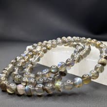 紫光彩光 拉長石 灰月光石 6mm 三圈手串 手鍊 天然水晶 水晶手鍊