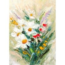 Daisies Bouquet Original Painting Flower Art Floral Impasto Artwork 手工油畫, 油畫原作