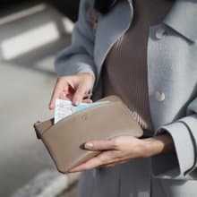 Doona (Peanut): Long wallet, zip wallet, soft cow leather, Slim, Compact, Brown