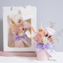 粉色乾燥花小桌花 交換禮物 生日 聖誕節 情人節