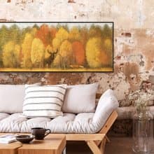 秋林 • 鹿與狐狸 - 秋天森林景色床頭畫/金色客廳擺飾/沙發掛畫