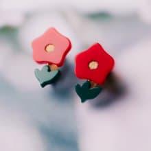 Flowerピアス/イヤリング -Red-