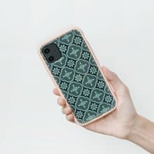 【現貨-NX邊框兩用殼】印花樂X犀牛盾-玻璃海棠/背蓋透明粉綠(小)