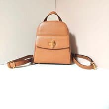 【初夏優惠】中古二手Celine咖啡金色皮革小後背包囊雙肩手袋