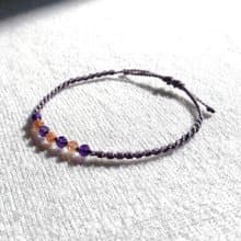 February birthstone amethyst sunstone gemstone macrame knot bracelet