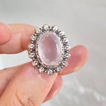 天然 粉水晶 戒指 尼泊爾 手工製 925純銀