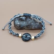 黑玉(黑翡翠)平安扣手繩 - 可作平安符佩戴,去除負能量