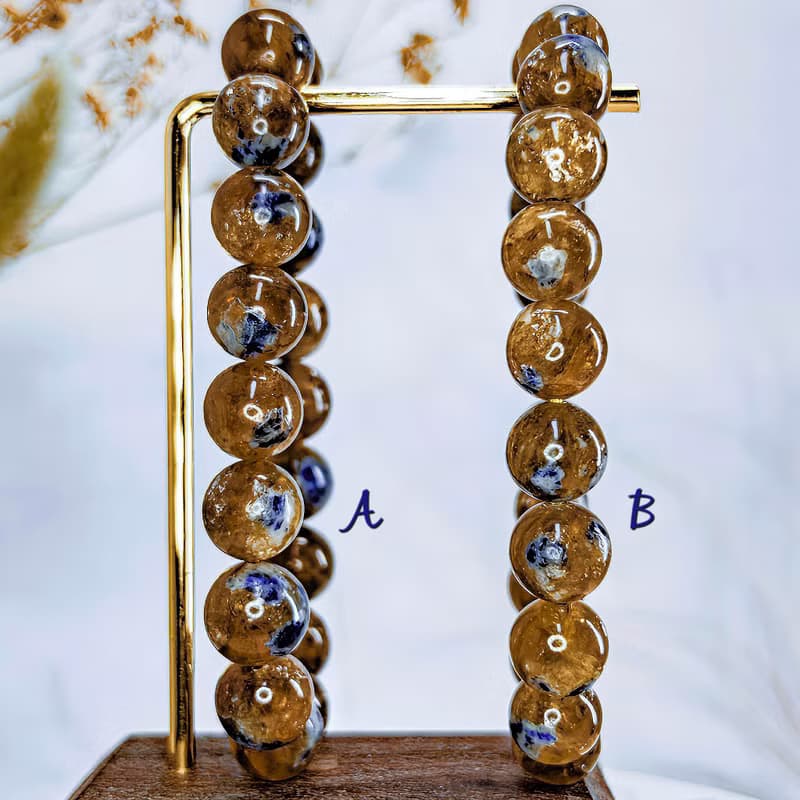 【黃金祖母晶】天然稀品 祖母晶共生藍寶石手鍊手串