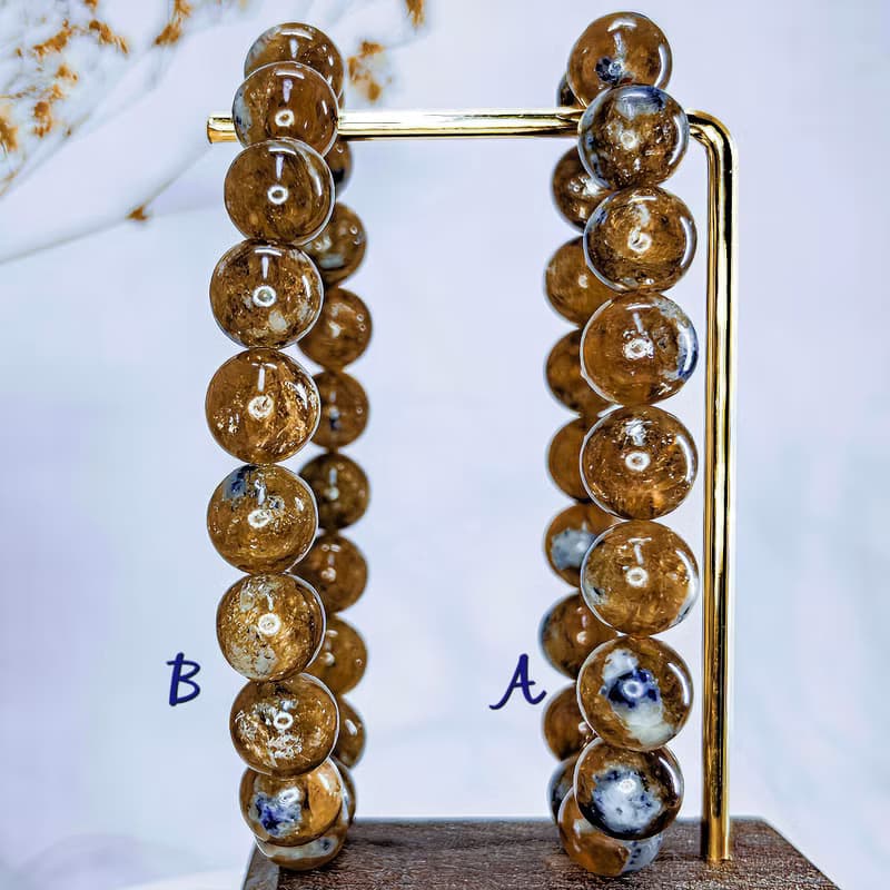 【黃金祖母晶】天然稀品 祖母晶共生藍寶石手鍊手串