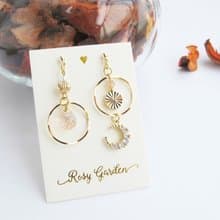 Rosy Garden 太陽和月亮 希臘神話不對稱流沙水晶球耳環 可換耳夾