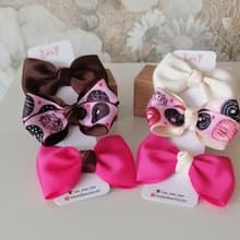Donut hair bows set of 3 clips for girls, small dogs, Yorkie, Shih Tzu, Maltese