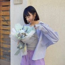 永生玫瑰花束-沁涼浪花捲起 淺藍