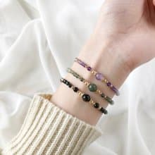冉冉 | 綠幽靈 金曜石 薰衣草紫水晶 14K包金 天然石 手鍊