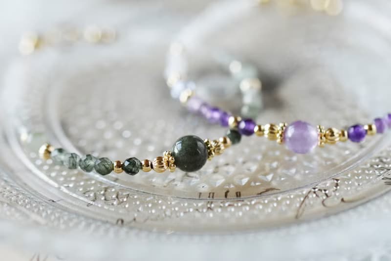 冉冉 | 綠幽靈 金曜石 薰衣草紫水晶 14K包金 天然石 手鍊