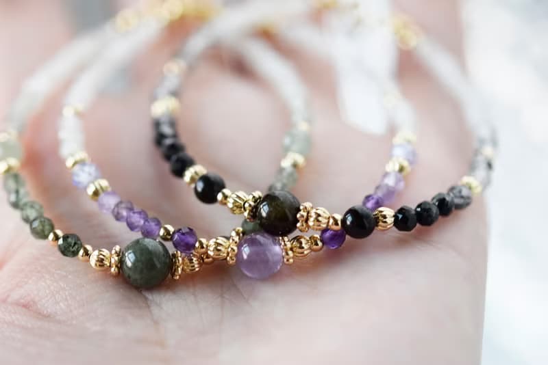 冉冉 | 綠幽靈 金曜石 薰衣草紫水晶 14K包金 天然石 手鍊
