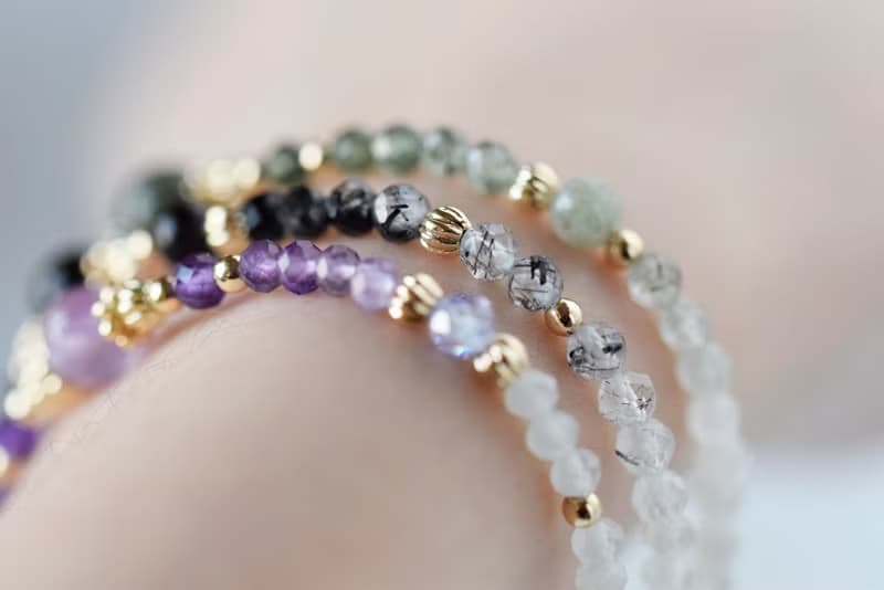 冉冉 | 綠幽靈 金曜石 薰衣草紫水晶 14K包金 天然石 手鍊