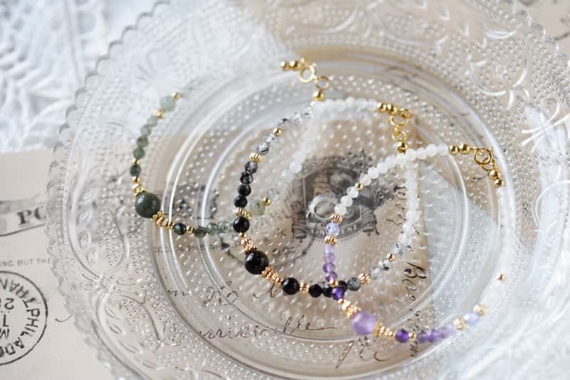 冉冉 | 綠幽靈 金曜石 薰衣草紫水晶 14K包金 天然石 手鍊